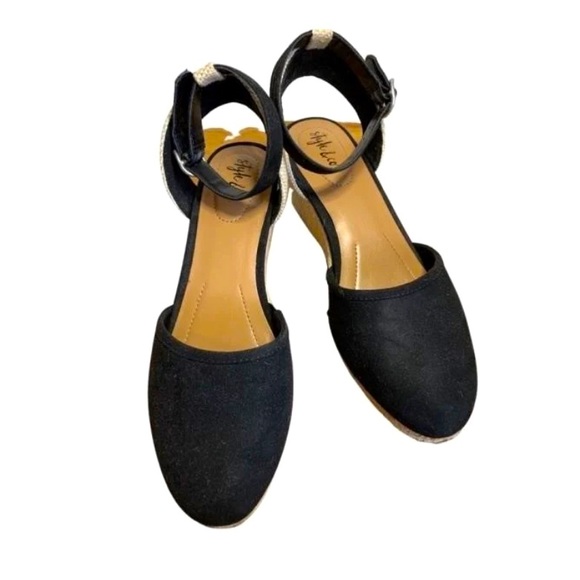 NWT/Box | Style & Co. | Mailena Closed Toe Black/Beige Ankle Strap Wedge Sandal - Picture 10 of 10